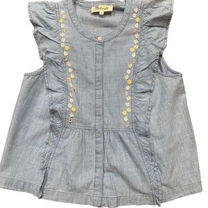 Madewell Floral Embrodiered Ruffle Top size small